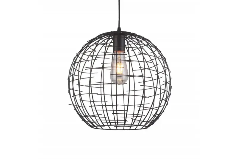 Decor Viela čierna zlatá drôtová kovová závesná lampa guľového tvaru s priemerom 35 cm 6996