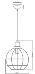 Dekor Viela staro-zlatá drôtová kovová závesná lampa guľového tvaru s priemerom 29 cm 7016