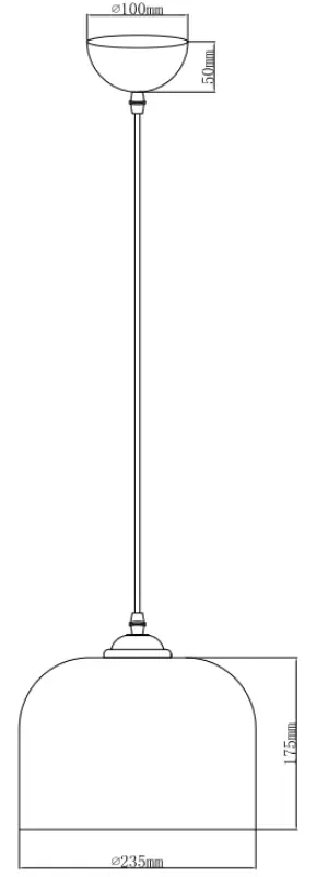 Decor Lati valcová čierna závesná lampa sklo priemer 23,5 cm 7122