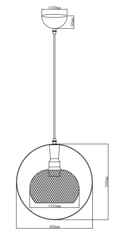 Decor Xalis závesná lampa s čiernym drôteným tienidlom a kovovým okrajom, priemer 19,5 cm, 7214.