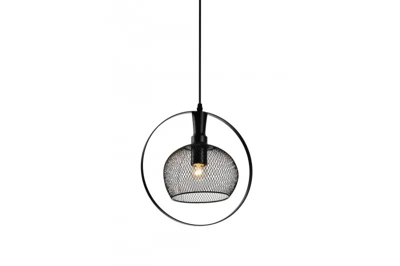 Decor Xalis závesná lampa s čiernym drôteným tienidlom a kovovým okrajom, priemer 19,5 cm, 7214.