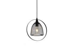 Decor Xalis závesná lampa s čiernym drôteným tienidlom a kovovým okrajom, priemer 18,5 cm 7320