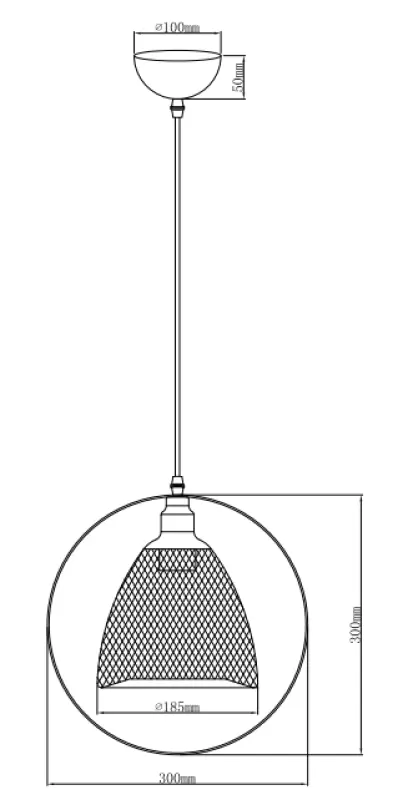 Decor Xalis závesná lampa s čiernym drôteným tienidlom a kovovým okrajom, priemer 18,5 cm 7320