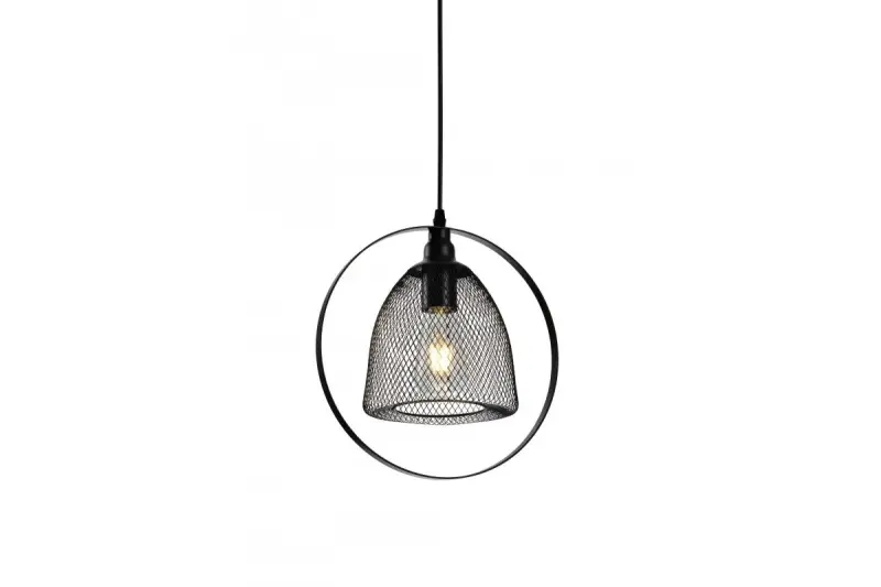 Decor Xalis závesná lampa s čiernym drôteným tienidlom a kovovým okrajom, priemer 18,5 cm 7320