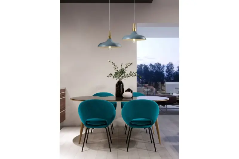 Dekor Skandi moderná modrá závesná lampa s priemerom 35 cm 7429