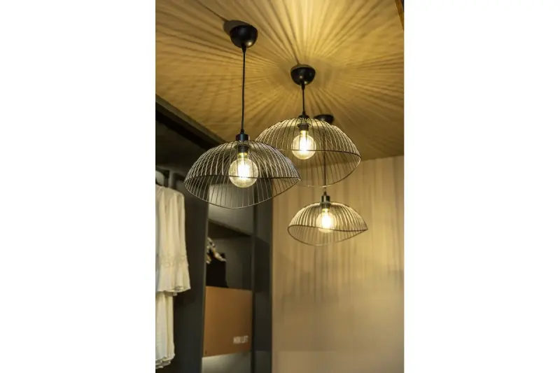 Dekor Reto vintage čierna závesná lampa s drôteným tienidlom, priemer 50 cm, 4151