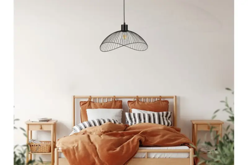 Dekor Reto vintage čierna závesná lampa s drôteným tienidlom, priemer 50 cm, 4151