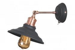 Dekor Loret nastaviteľná čierna nástenná lampa so spínačom, priemer 20 cm, 7901