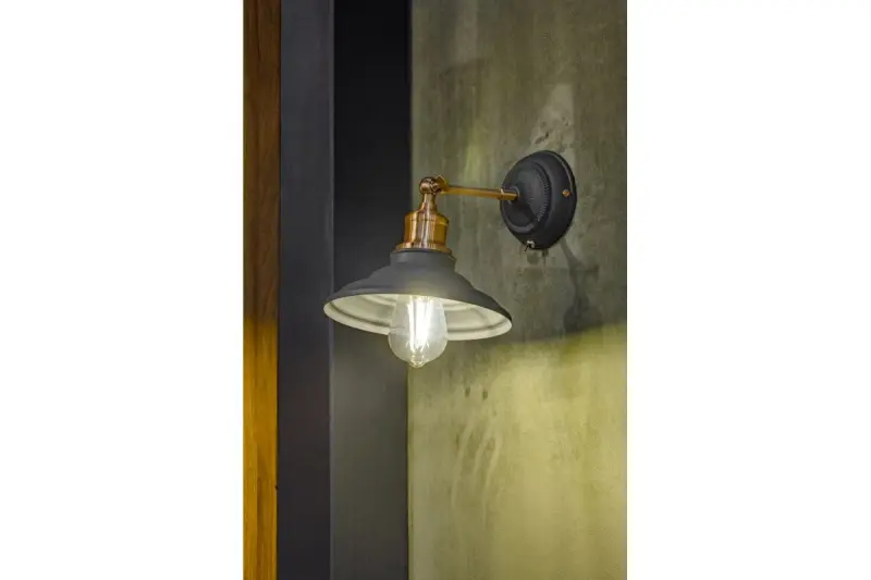 Dekor Loret nastaviteľná čierna nástenná lampa so spínačom, priemer 20 cm, 7901