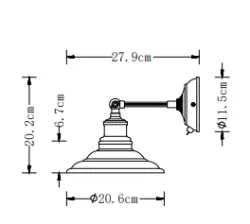 Dekor Loret nastaviteľná sivá nástenná lampa s vypínačom, priemer 20 cm, 8229