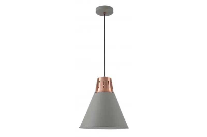 Dekor Gianni štýlová sivá medená závesná lampa, priemer 32 cm, 8167
