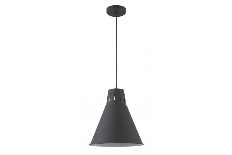 Dekor Gianni štýlová úplne čierna závesná lampa s priemerom 32 cm 8136