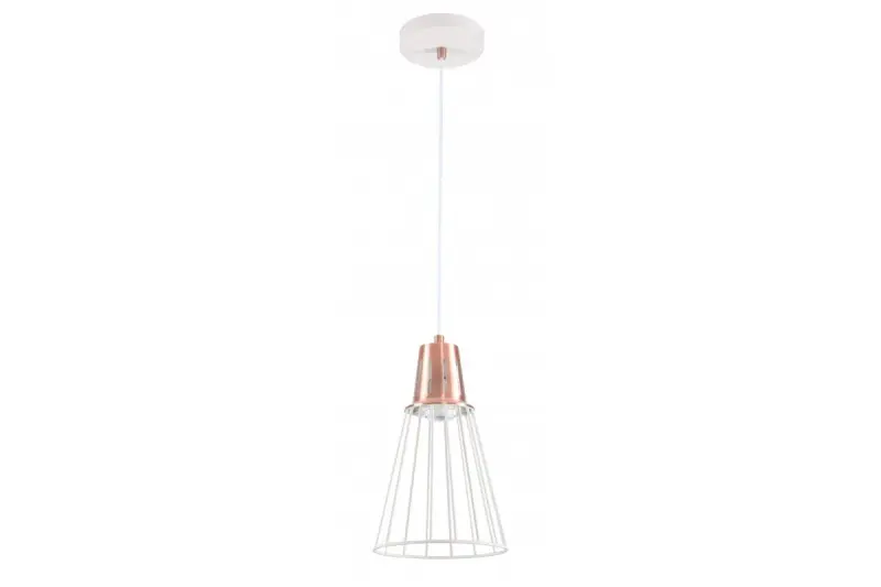 Décor Kaliope moderná biela medená závesná lampa s drôteným dizajnom, priemer 18 cm, 8235