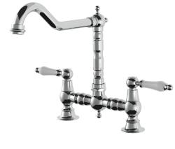 AquaTrimo Country 2-otvorová klasická kuchynská nostalgická mostová kuchynská batéria s pravouhlým výtokom chróm 21CT7657CM