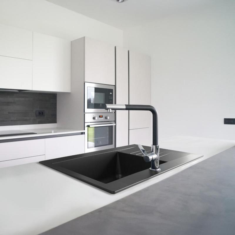 Ausmann Fibre Mini drez čierny obojstranný s odkvapkávacou doskou, montáž na vrch 62x50cm 1208957667