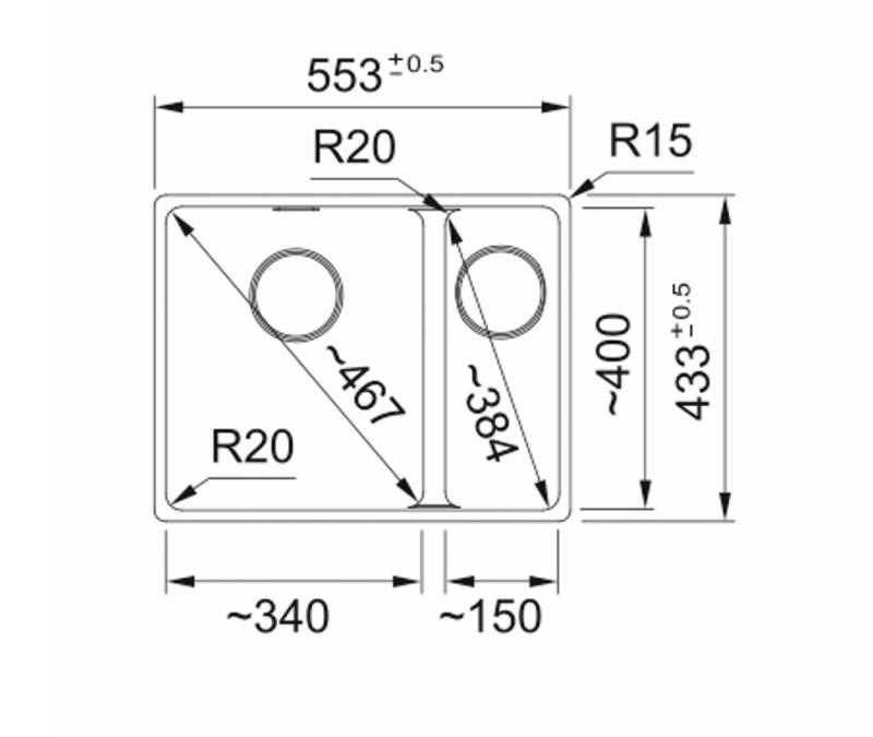 Franke Maris MRG 160-34-15 Fragranite čierna edícia matný drez na podstavec veľká nádrž vľavo