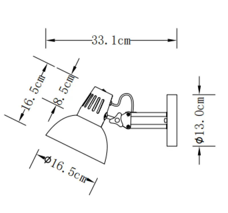 Deco Artemia elegantná sivá nástenná lampa s kovovým ramenom, priemer 16,5 cm, model 2164.