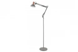 Decór Artemia sivá stojaca lampa, dlhé kovové rameno, priemer 16,5 cm, 2300