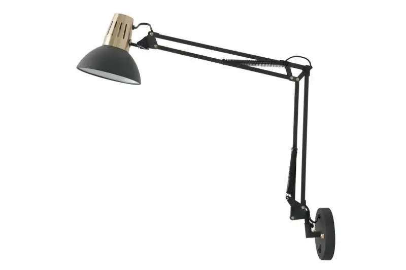 Dekor Artemia čierna nástenná lampa s kovovým ramenom a bielym vnútrom, priemer 16,5 cm, 2270