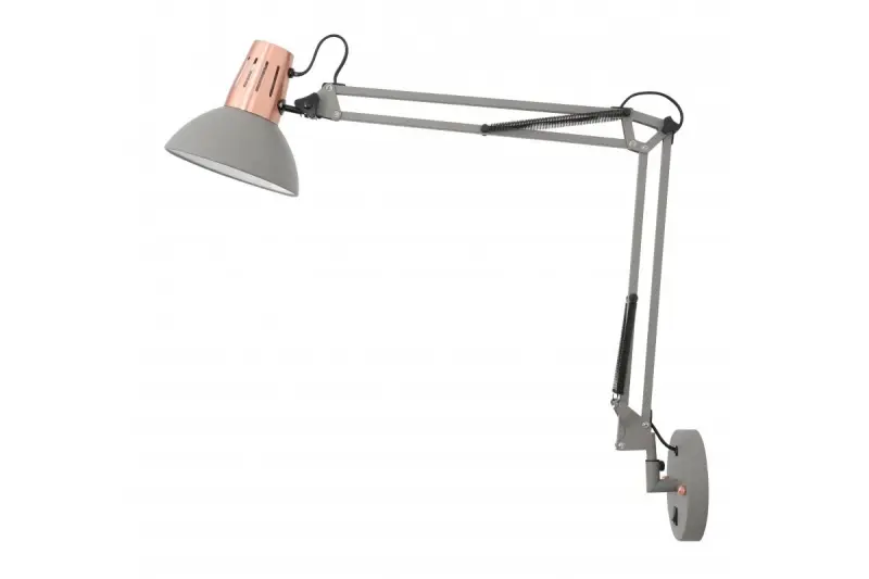 Deco Artemia sivá nástenná lampa s kovovým ramenom a bielym vnútrom, priemer 16,5 cm 2157