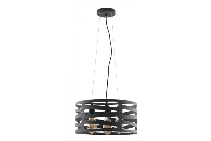 Deco Marisa čierna závesná lampa s kónickými horizontálnymi medzerami max. 3 svetelné zdroje priemer 40 cm 2584