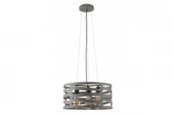 Decor Marisa sivá závesná lampa s kužeľovitými horizontálnymi medzerami, maximálne 3 svetelné zdroje, priemer 40 cm, 2607
