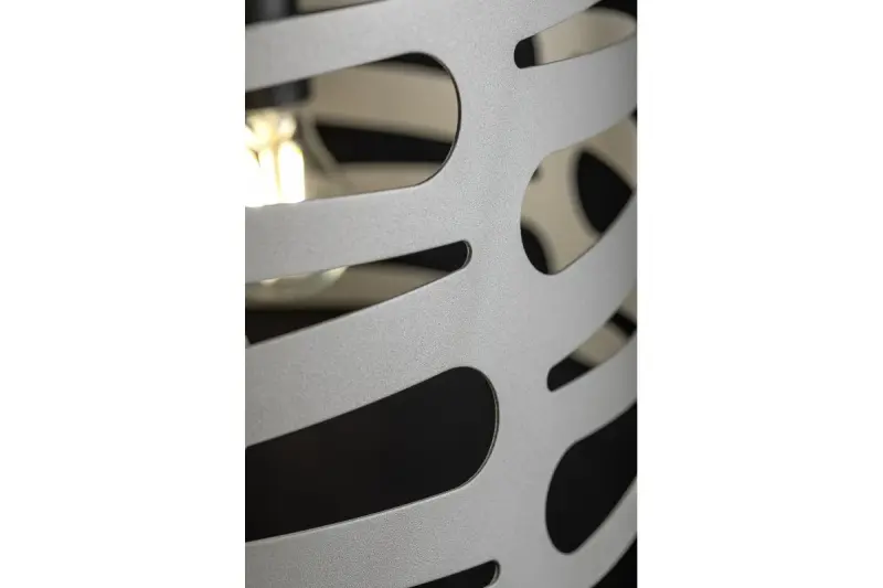 Decor Marisa sivá závesná lampa s kužeľovitými horizontálnymi medzerami, maximálne 3 svetelné zdroje, priemer 40 cm, 2607