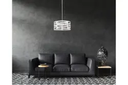 Decor Marisa biela závesná lampa s kužeľovitými horizontálnymi medzerami, max. 3 svetelné zdroje, priemer 40 cm 2782