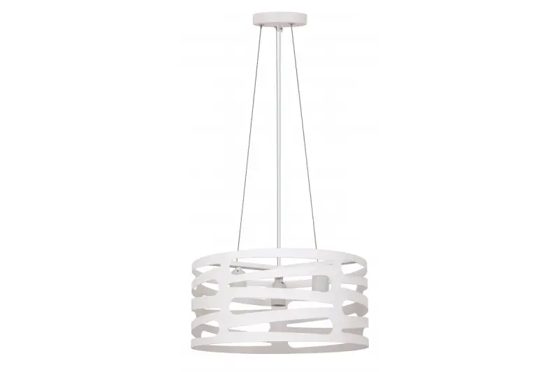 Decor Marisa biela závesná lampa s kužeľovitými horizontálnymi medzerami, max. 3 svetelné zdroje, priemer 40 cm 2782