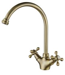 AquaTrimo Windsor klasická kuchyňa nostalgická kuchynská batéria s okrúhlym výtokom bronz 21WS7652BN