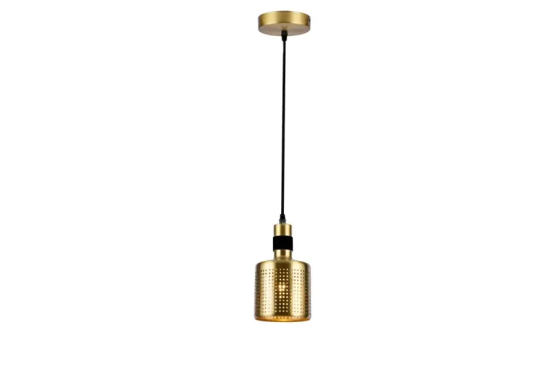 Decor Bellis čierno-zlatá valcovitá závesná lampa s 1 svetelným zdrojom 4666