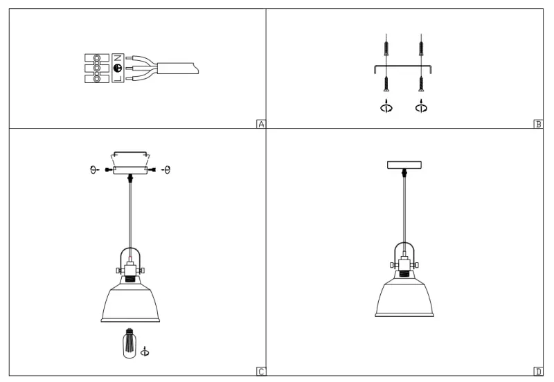 Decór Muscari II závesná lampa v jantárovej farbe v kovovom prevedení a čierna objímka žiarovky 3732