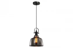 Decor Muscari II čierna závesná lampa s dymovým sklom v metalickom prevedení tienidla a čiernou objímkou 3862