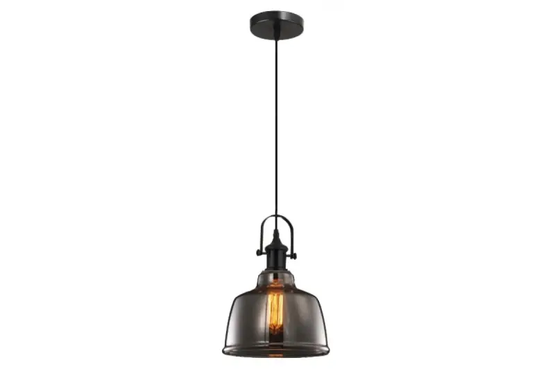Decor Muscari II čierna závesná lampa s dymovým sklom v metalickom prevedení tienidla a čiernou objímkou 3862