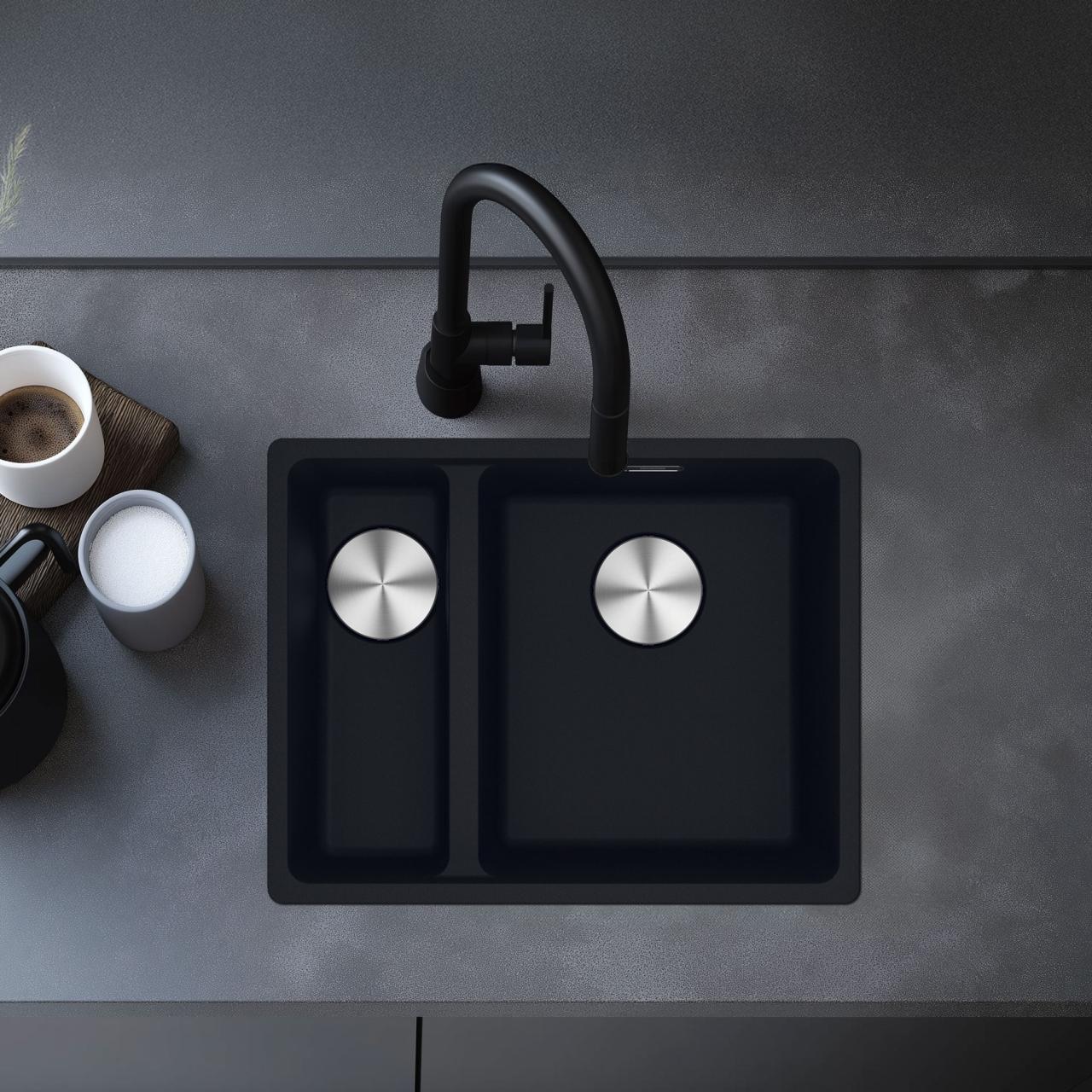 Franke Maris MRG 260-34-15 Fragranite Matt black umývadlo Umývadlo Vľavo rovná výstavba