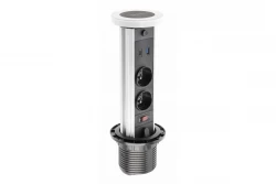 Indux Lift ponoriteľný zemniaci biely kuchynský zásuvkový blok v pracovnej doske so svietením, 2 x USB a bezdrôtovým nabíjaním 1208957837
