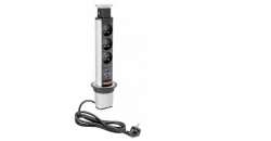 Indux Up & Down malý zasúvateľný zemný pól strieborná kuchynská zásuvka v pracovnej doske s 3 zásuvkami a 2 x USB 1208957842
