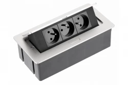 Indux Flip Medium kuchynská zásuvka so zemným kontaktom v pracovnej doske alebo hornom skrinke, hliník s 3 zásuvkami 1208957846