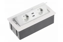 Indux Flip Medium kuchynská zásuvka s uzemnením v pracovnej doske alebo hornom skrinke biela s 2 zásuvkami a 2 USB nabíjačkami 1208957847