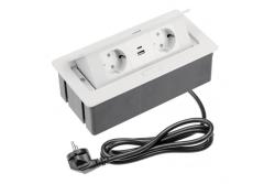 Indux Flip Medium kuchynská zásuvka s uzemnením v pracovnej doske alebo hornom skrini, biela, s 2 zásuvkami a USB A+C nabíjačkami 1208957847
