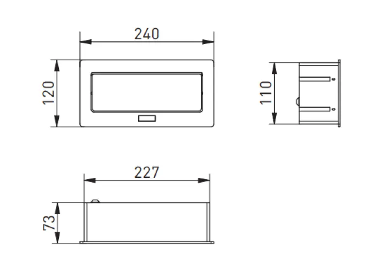 Indux Flip Medium kuchynská zásuvka s ochranným kontaktom v pracovnej doske alebo v hornej skrinke, hliníková, s 2 zásuvkami a 2 USB nabíjačkami 1208957848