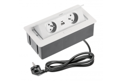 Indux Flip Medium kuchynská zásuvka so zemniacim kontaktom v pracovnej doske alebo hornom skrinke, biela s 2 zásuvkami a 2 USB nabíjačkami 1208957849