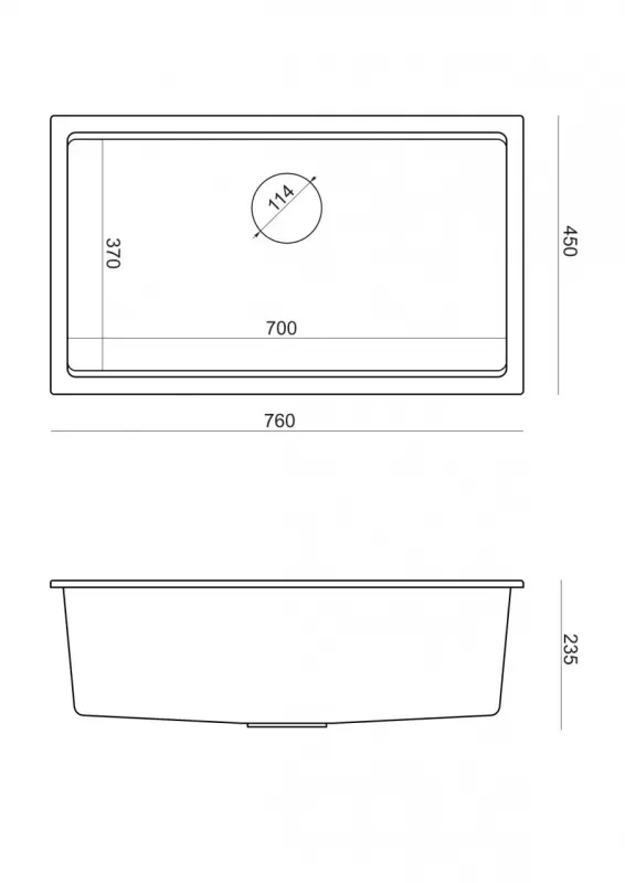Quadri Newport II white granite inset and undermount sink with manual siphon 76x45cm 1208957854