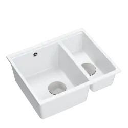 Quadri Newport II biela 1,5 drez žula na montáž zhora aj zdola 555x460mm s nerezovou zátkou 1208957860