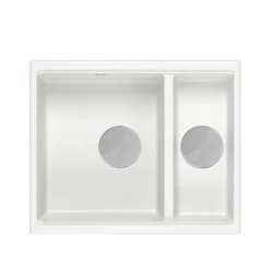 Quadri Newport II biela 1,5 drez žula na montáž zhora aj zdola 555x460mm s nerezovou zátkou 1208957860