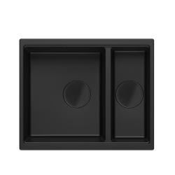 Quadri Newport II čierny 1,5 drez žula montáž na dosku aj pod dosku 555x460mm s nerezovou zátkou 1208957861