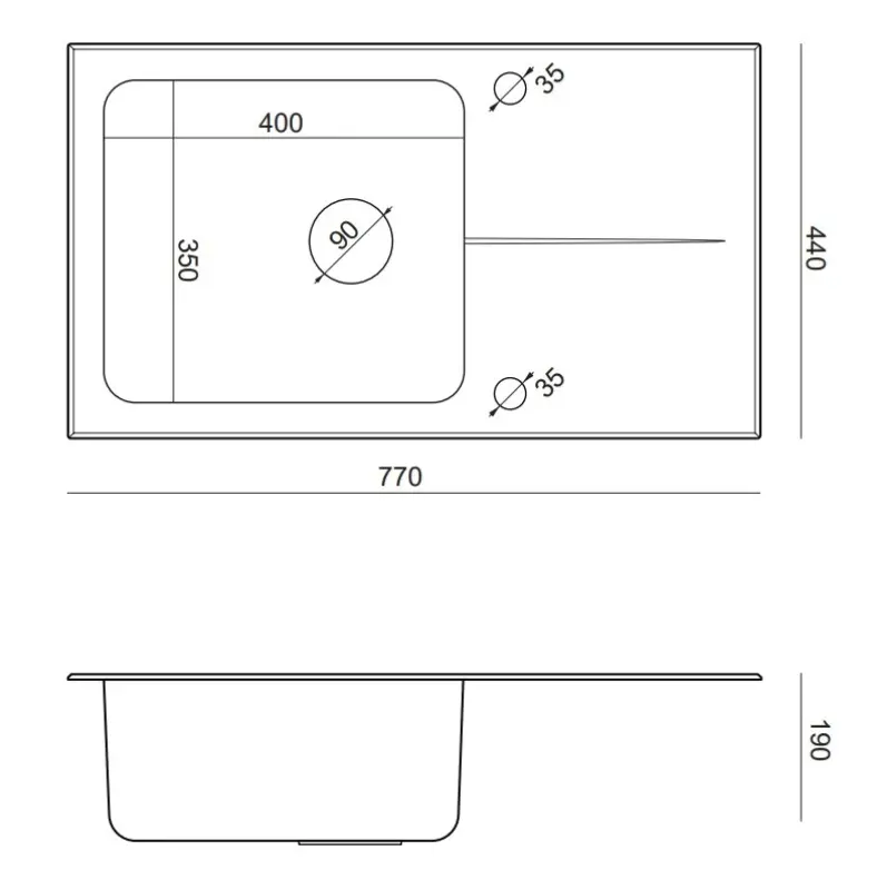 Quadri Glazz montovaná nerezová drez s bielou sklenenou odkvapkávacou plochou, obojstranná, 77x44, 1208957863