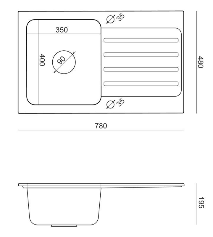Quadri Fusion nerezový drez s odkvapkávacou plochou z čiernej žuly 78x48 obojstranný 1208957875