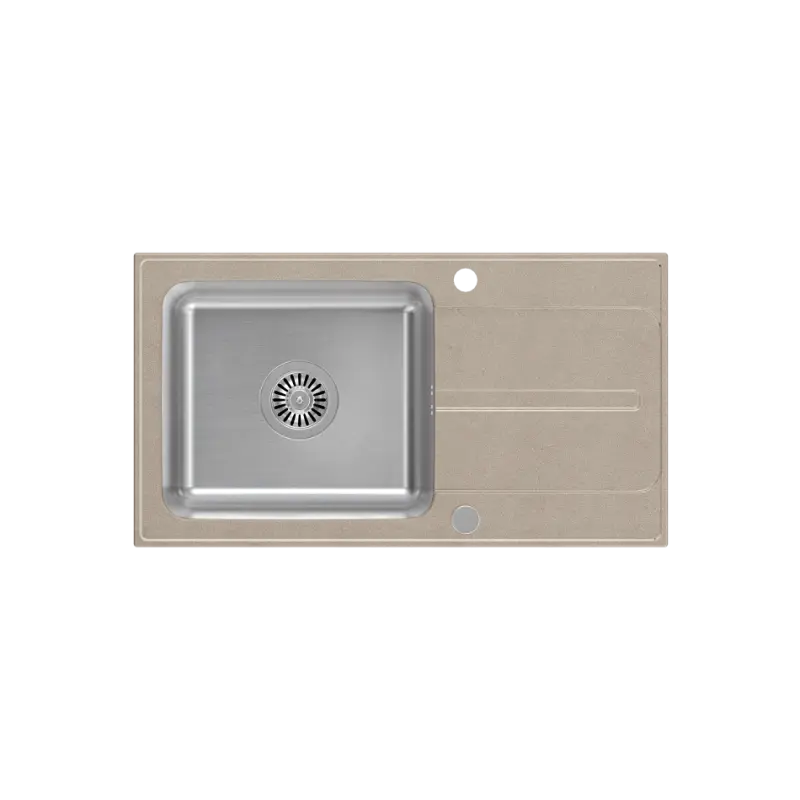 Quadri Fusion nerezový drez s odkvapkávacou plochou z béžovej žuly 78x43, obojstranný 1208957881