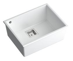 Quadri Quadrangle biele žulové spodné umývadlo 55x42cm s nerezovou zátkou 1208957884